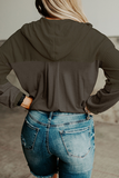 Casual Patchwork Buckle Contrast Hooded Collar Hoodies(3 Colors)