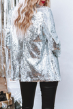 Street Patchwork Sequins Cardigan Collar Outerwear(8 Colors)