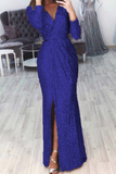 Sexy Solid Slit V Neck Trumpet Mermaid Dresses(7 Colors)