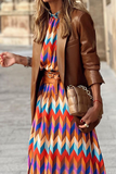 Casual Print Patchwork Half A Turtleneck Straight Dresses