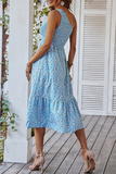 Casual Print Patchwork One Shoulder Cake Skirt Dresses(4 Colors)