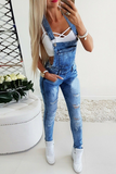 Casual Solid Patchwork Skinny Jumpsuits