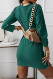 Elegant Solid Patchwork Fold V Neck Pencil Skirt Dresses(4 Colors)