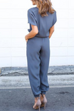 Casual Solid V Neck Straight Jumpsuits(3 Colors)