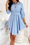 Casual Solid Patchwork Turndown Collar Shirt Dress Dresses