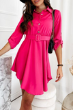 Casual Solid Patchwork Turndown Collar Shirt Dress Dresses