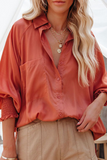 Casual Solid Turndown Collar Tops(3 Colors)