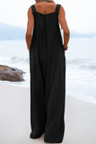 Casual Solid Square Neck Pocket Loose Jumpsuit(13 Colors)