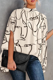 Fashion Print Patchwork Half A Turtleneck Blouses (5 Colors)