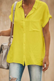 Casual Solid Turndown Collar Tops(4 Colors)