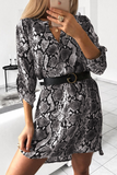 Fashion Print Turndown Collar Straight Dresses(6 Colors)