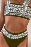 Vacation Print Split Joint Swimwears(3 Colors)