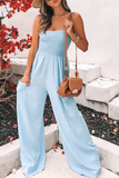 Fashion Living Solid Pocket Spaghetti Strap Loose Jumpsuits(5 Colors)