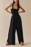 Casual Solid Square Collar Loose Jumpsuits(4 Colors)