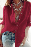 Fashion Solid Patchwork V Neck Tops(4 Colors)