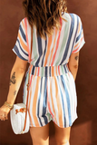 Casual Striped Patchwork V Neck Straight Jumpsuits(5 Colors)