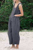 Casual Solid Patchwork U Neck Harlan Jumpsuits