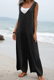 Casual Solid Patchwork U Neck Straight Jumpsuits(5 Colors)