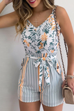 Casual Print Patchwork Spaghetti Strap Straight Jumpsuits(6 Colors)