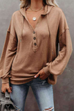 Casual Solid Draw String Hooded Collar Tops(9 Colors)