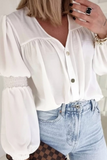 Casual Solid Patchwork V Neck Tops