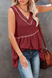 Casual Solid Patchwork V Neck Tops(7 Colors)