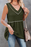 Casual Solid Patchwork V Neck Tops(7 Colors)