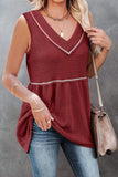 Casual Solid Patchwork V Neck Tops(7 Colors)