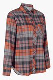 Casual Plaid Patchwork Turndown Collar Blouses