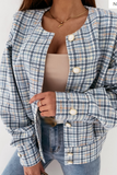 Casual Plaid Patchwork Turndown Collar Outerwear(3 Colors)