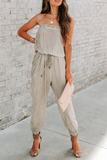 Casual Solid Patchwork One Shoulder Harlan Jumpsuits