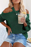 Casual Solid Cross Straps Bateau Neck Mid Waist Sweater(3 Colors)