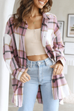 Casual Plaid Patchwork Turndown Collar Tops(5 Colors)