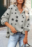 Casual The stars Pocket Zipper V Neck Tops(5 Colors)