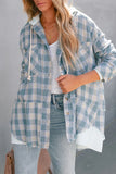 Casual Plaid Striped Patchwork Hooded Collar Blouses