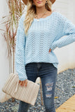 Casual Solid Hollowed Out Patchwork O Neck Sweaters(7 Colors)）