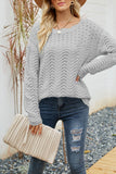 Casual Solid Hollowed Out Patchwork O Neck Sweaters(7 Colors)）