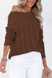 Casual Solid Hollowed Out Patchwork O Neck Sweaters(7 Colors)）