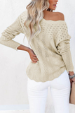 Casual Solid Hollowed Out Patchwork O Neck Sweaters(7 Colors)）