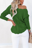 Casual Solid Hollowed Out Patchwork O Neck Sweaters(7 Colors)）