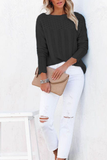 Casual Solid Hollowed Out Patchwork O Neck Sweaters(7 Colors)）