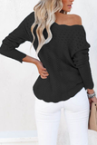 Casual Solid Hollowed Out Patchwork O Neck Sweaters(7 Colors)）