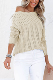 Casual Solid Hollowed Out Patchwork O Neck Sweaters(7 Colors)）