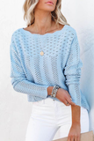 Casual Solid Hollowed Out Patchwork O Neck Sweaters(7 Colors)）