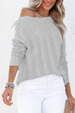 Casual Solid Hollowed Out Patchwork O Neck Sweaters(7 Colors)）