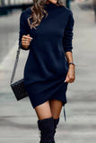 Fashion Solid Color Half A Turtleneck One Step Skirt Dresses(5 Colors)