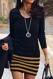 Casual Striped Print Patchwork O Neck A Line Dresses(5 Colors)