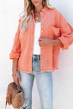 Fashion Solid Ripped Make Old Turndown Collar Long Sleeve Loose Denim Jacket(5 Colors)