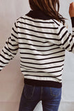 Casual Striped Buttons Turndown Collar Sweaters(3 Colors)