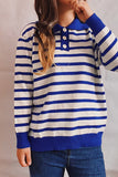 Casual Striped Buttons Turndown Collar Sweaters(3 Colors)